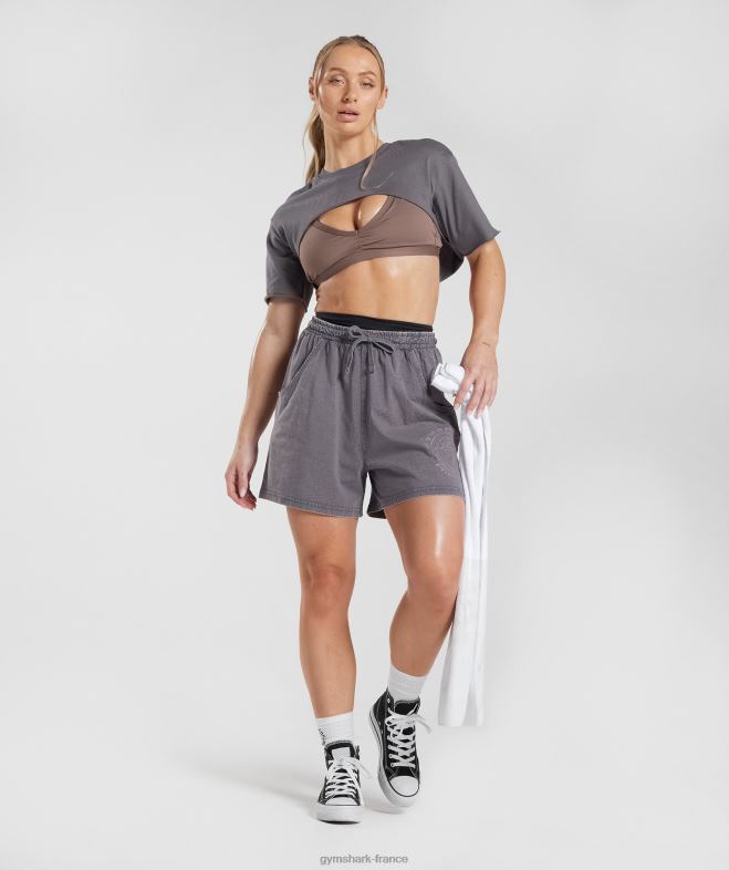 Gymshark short ample Legacy gris titane/lavage acide femmes 6HF28107