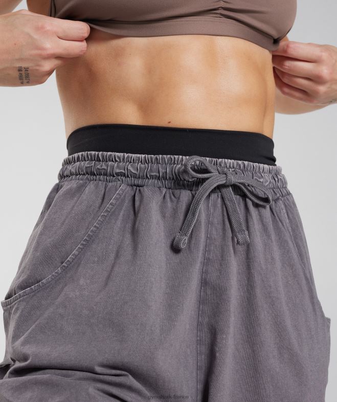 Gymshark short ample Legacy gris titane/lavage acide femmes 6HF28107