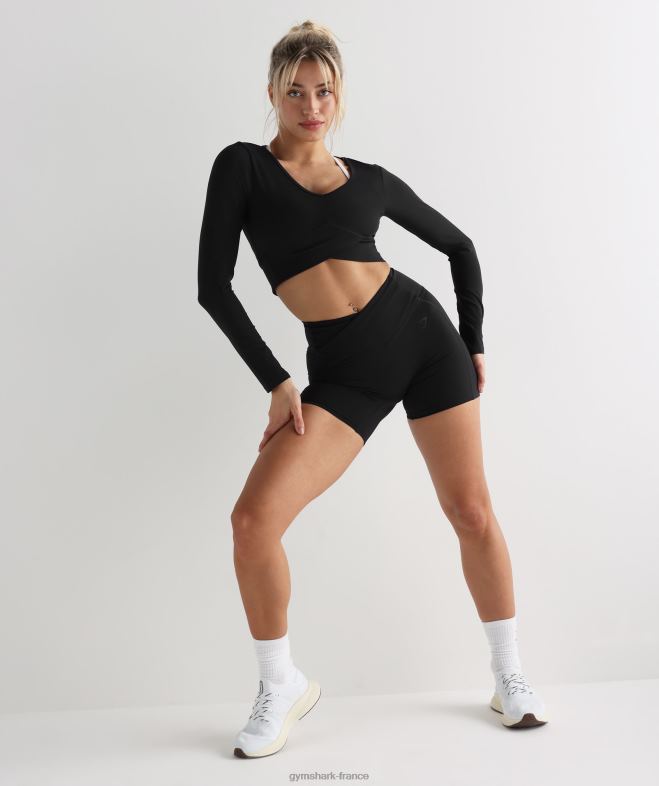 Gymshark short croisé noir femmes 6HF2847