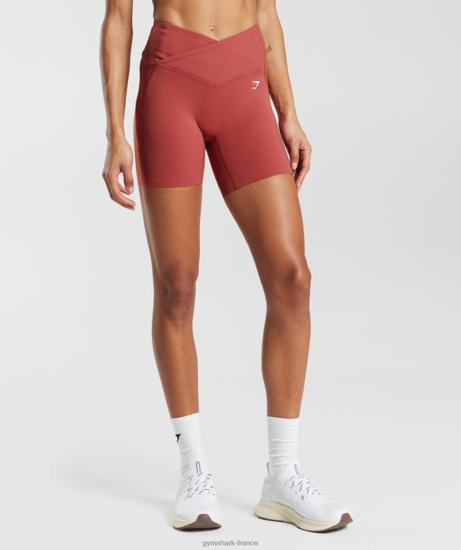 Gymshark short croisé rouge grenade femmes 6HF2845