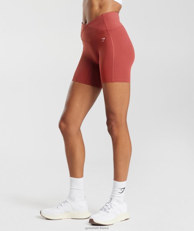Gymshark short croisé rouge grenade femmes 6HF2845