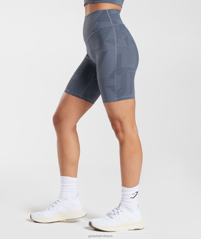 Gymshark short cycliste surélevé bleu du soir femmes 6HF2853