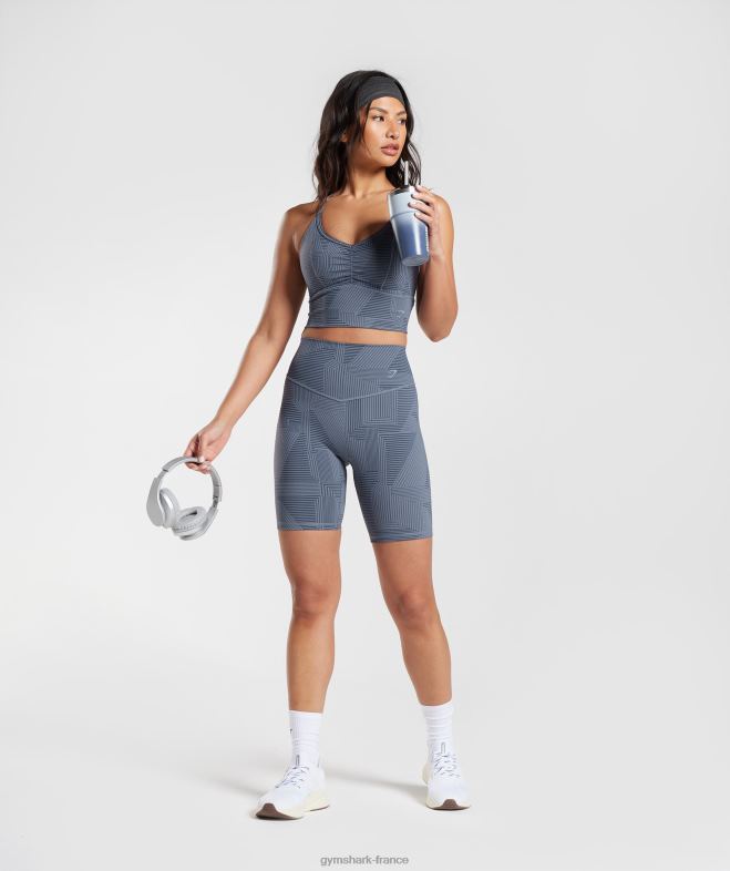 Gymshark short cycliste surélevé bleu du soir femmes 6HF2853