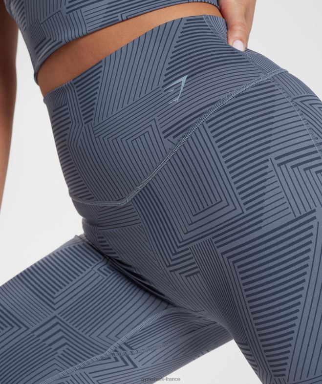 Gymshark short cycliste surélevé bleu du soir femmes 6HF2853