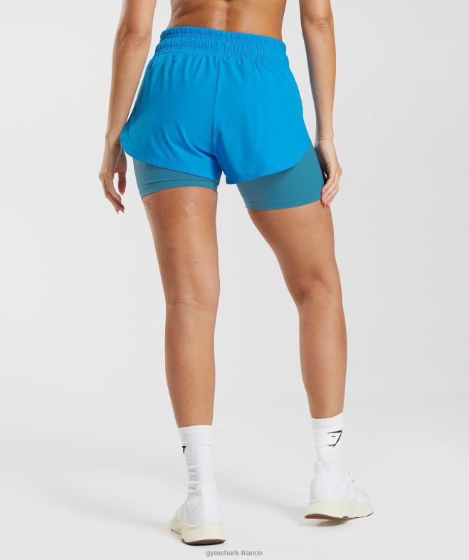 Gymshark short de course 2 en 1 bleu électrique/bleu lunaire femmes 6HF2842