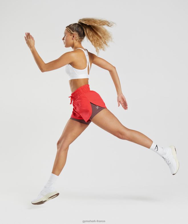 Gymshark short de course 2 en 1 rose fluo gras/marron magenta femmes 6HF2851