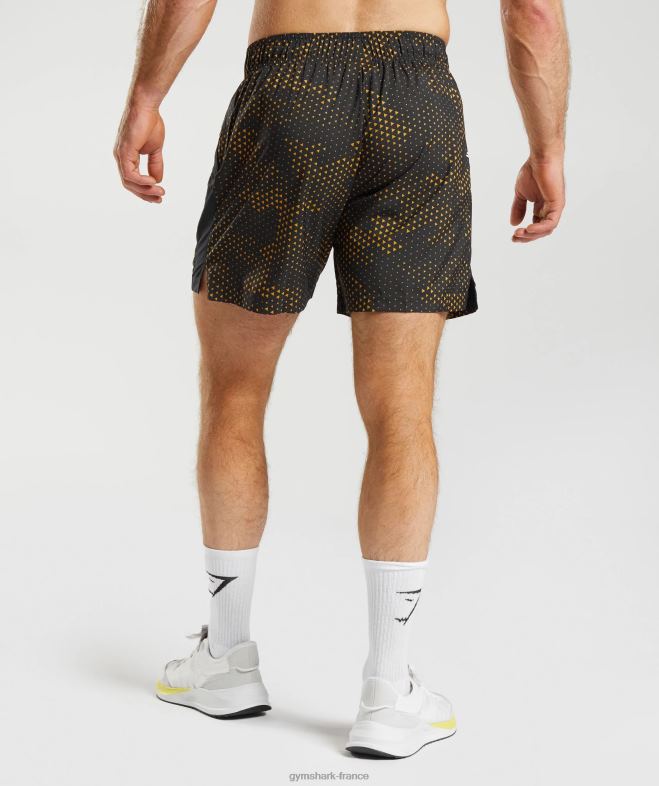 Gymshark short de sport imprimé jaune curcuma Hommes 6HF28552
