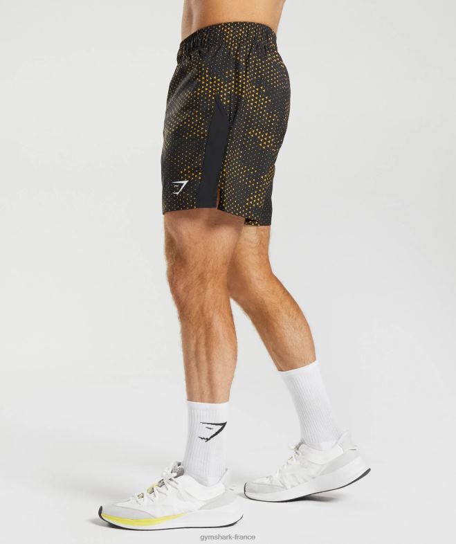 Gymshark short de sport imprimé jaune curcuma Hommes 6HF28552