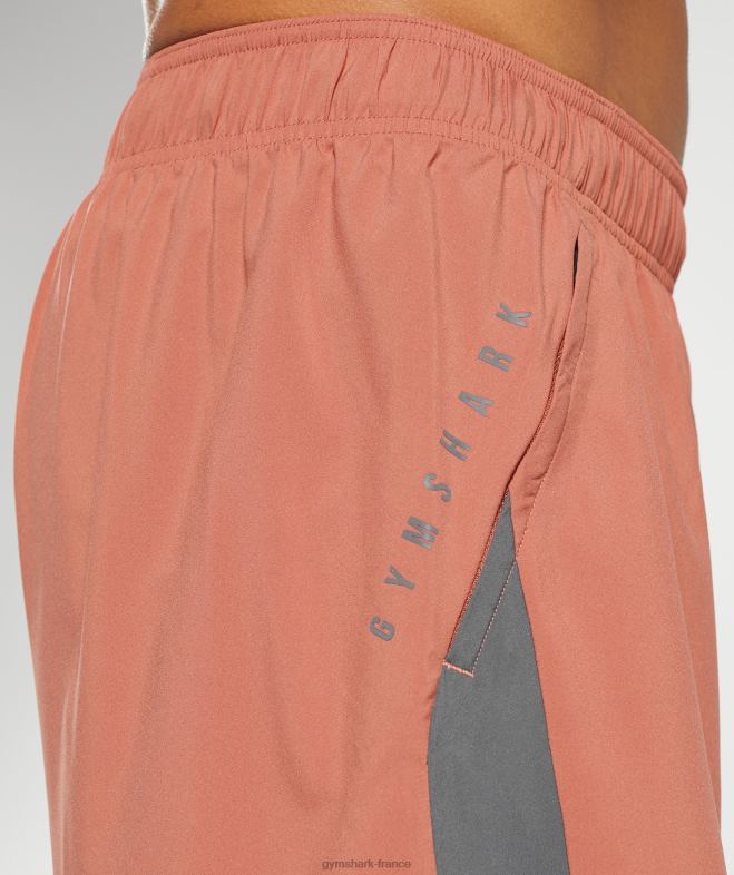 Gymshark short de sport rouge kaki/gris silhouette Hommes 6HF28531