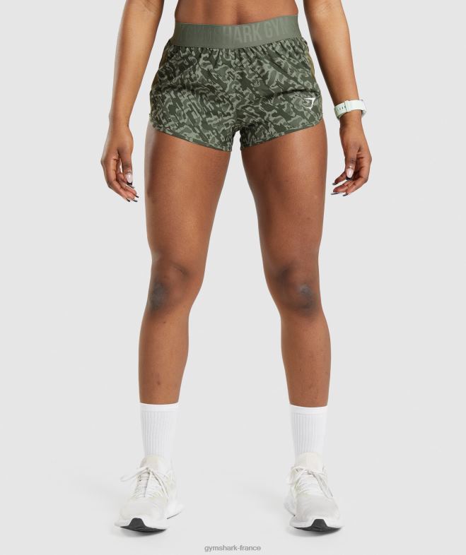 Gymshark short dentraînement ample imprimé vert femmes 6HF2877