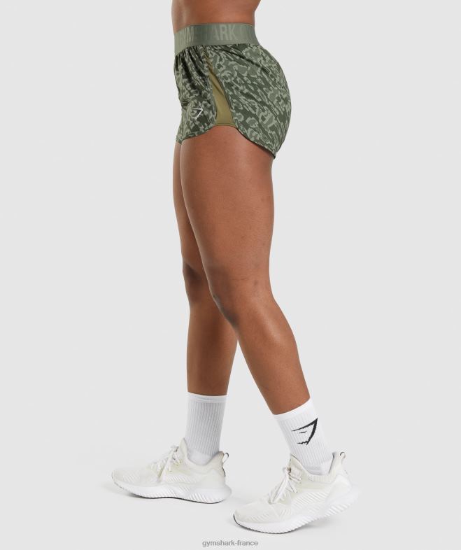 Gymshark short d\entraînement ample imprimé vert femmes 6HF2877