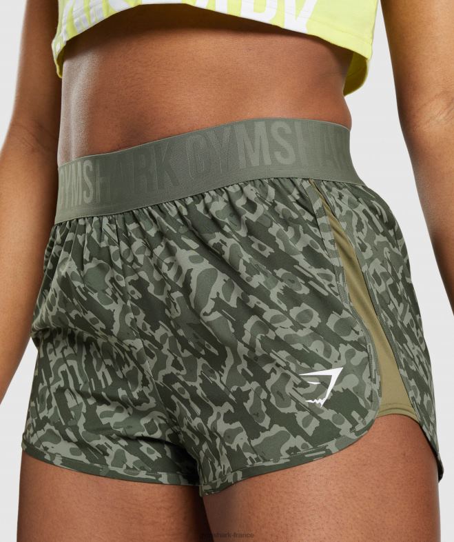 Gymshark short d\entraînement ample imprimé vert femmes 6HF2877