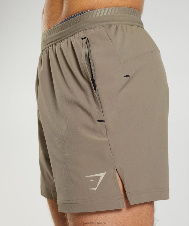 Gymshark short hybride apex 5 brun terreux Hommes 6HF28550