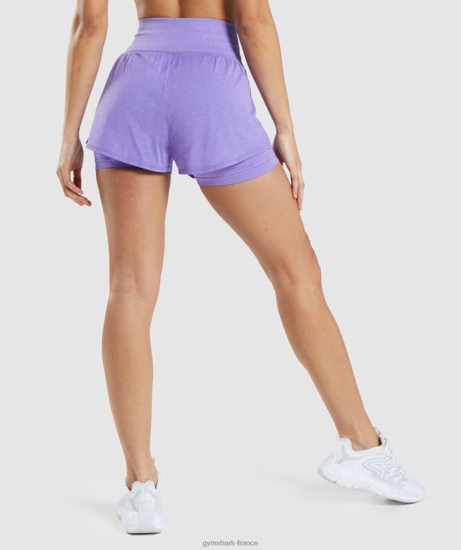 Gymshark short vital sans couture 20 2 en 1 Marne violet vif femmes 6HF2879