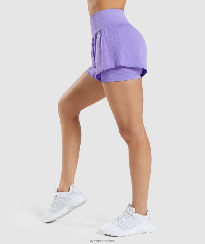 Gymshark short vital sans couture 20 2 en 1 Marne violet vif femmes 6HF2879