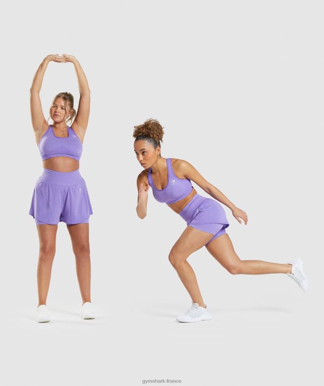 Gymshark short vital sans couture 20 2 en 1 Marne violet vif femmes 6HF2879