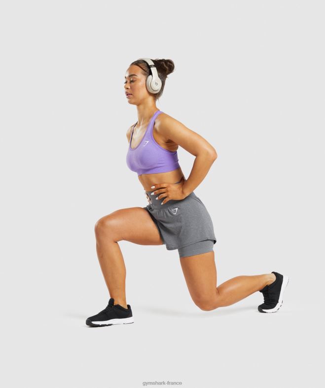 Gymshark short vital sans couture 20 2 en 1 gris chiné fumé femmes 6HF2897