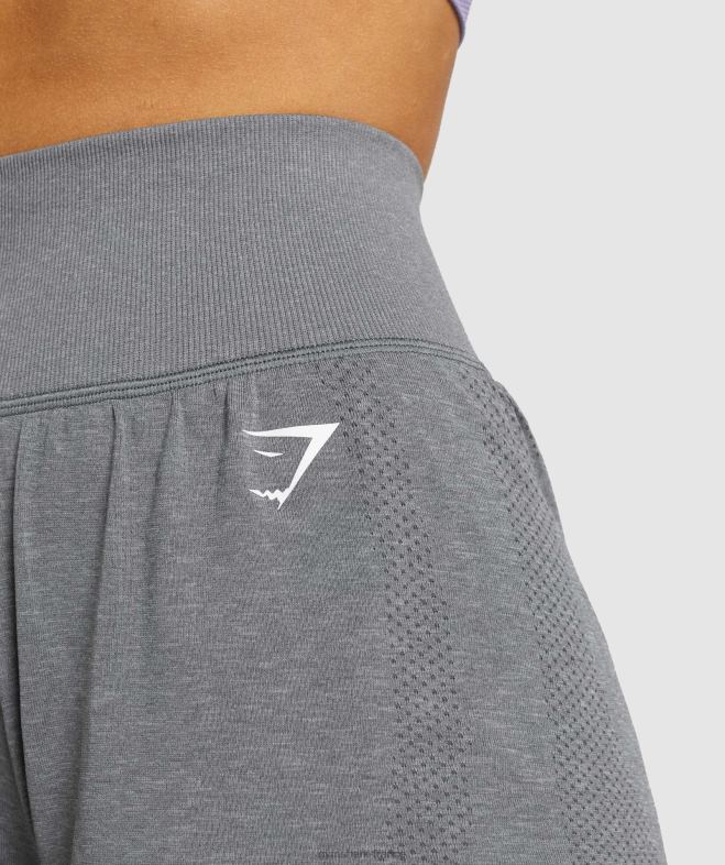 Gymshark short vital sans couture 20 2 en 1 gris chiné fumé femmes 6HF2897