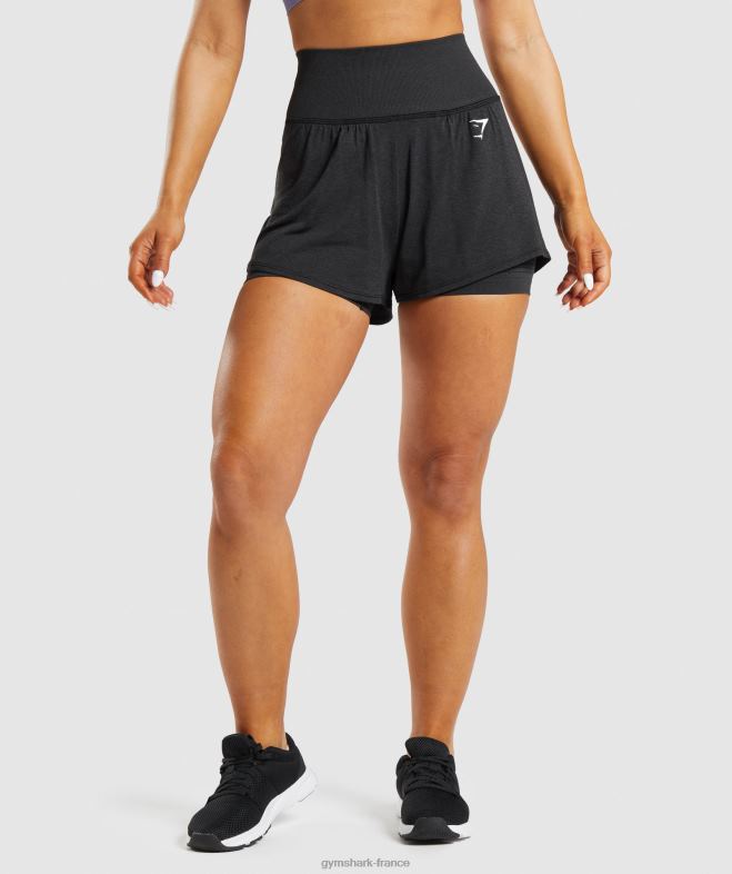 Gymshark short vital sans couture 20 2 en 1 marne noire femmes 6HF2888