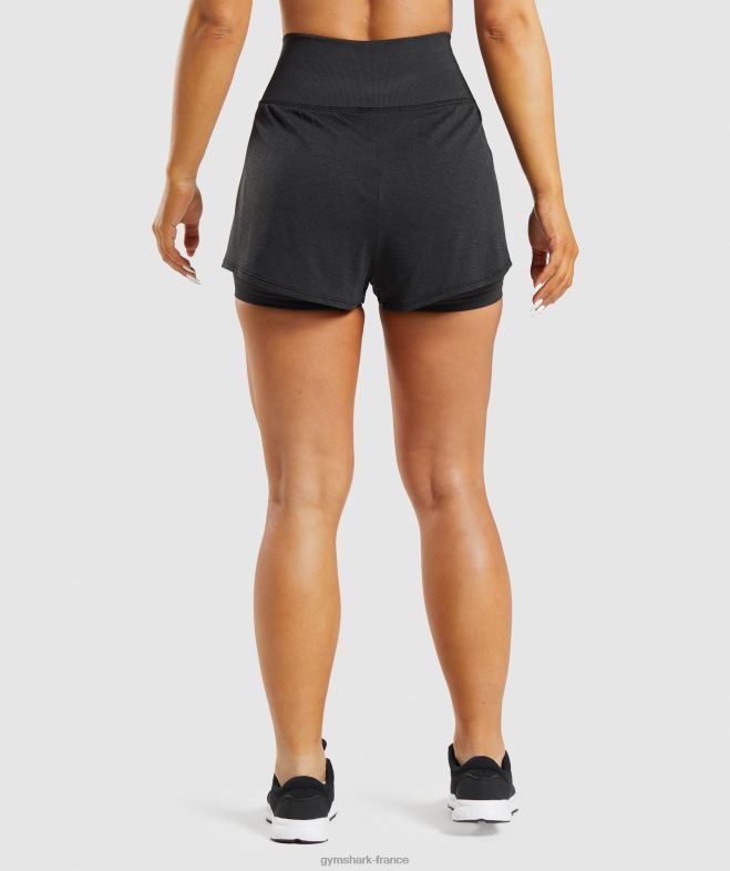 Gymshark short vital sans couture 20 2 en 1 marne noire femmes 6HF2888