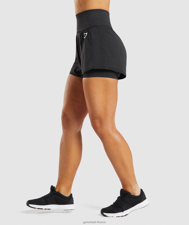 Gymshark short vital sans couture 20 2 en 1 marne noire femmes 6HF2888