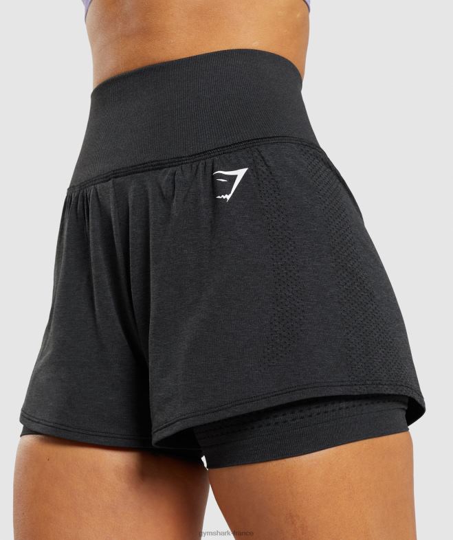 Gymshark short vital sans couture 20 2 en 1 marne noire femmes 6HF2888