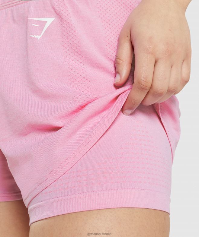 Gymshark short vital sans couture 20 2 en 1 sorbet rose chiné femmes 6HF2871