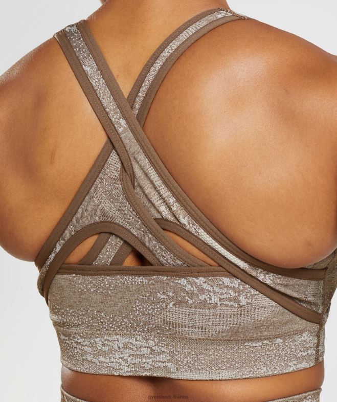 Gymshark soutien-gorge de sport adapt camouflage sans coutures gris galet/marron âme femmes 6HF28176