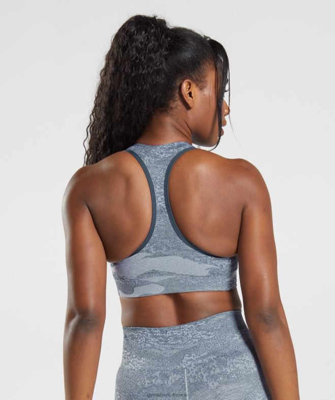 Gymshark soutien-gorge de sport adapt camouflage sans coutures gris pierre de rivière/bleu soir femmes 6HF28145