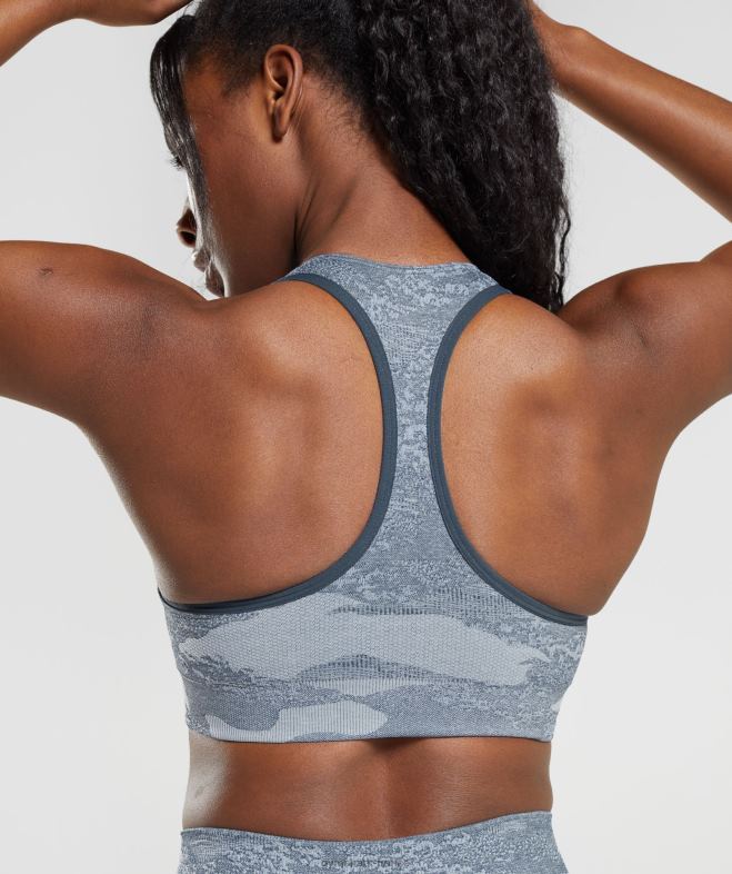 Gymshark soutien-gorge de sport adapt camouflage sans coutures gris pierre de rivière/bleu soir femmes 6HF28145