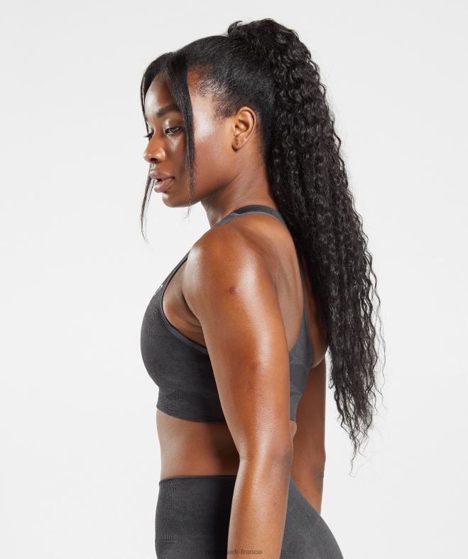 Gymshark soutien-gorge de sport adapt camouflage sans coutures noir/gris onyx femmes 6HF28138