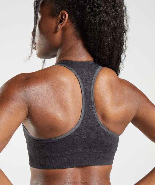 Gymshark soutien-gorge de sport adapt camouflage sans coutures noir/gris onyx femmes 6HF28138
