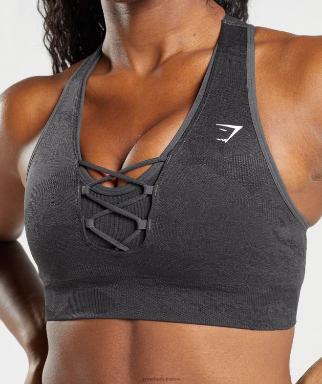 Gymshark soutien-gorge de sport adapt camouflage sans coutures noir/gris onyx femmes 6HF28138