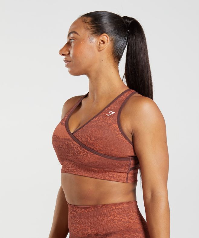 Gymshark soutien-gorge de sport adapt camouflage sans coutures rouge orage/marron cerise femmes 6HF28161