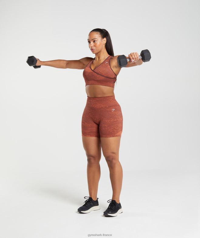 Gymshark soutien-gorge de sport adapt camouflage sans coutures rouge orage/marron cerise femmes 6HF28161