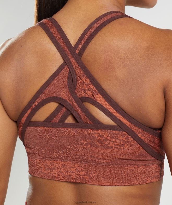 Gymshark soutien-gorge de sport adapt camouflage sans coutures rouge orage/marron cerise femmes 6HF28161