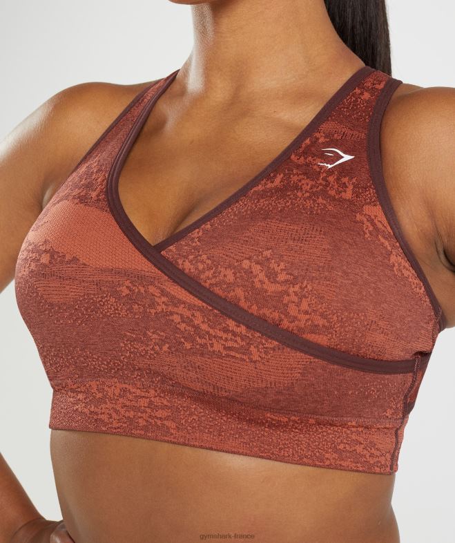 Gymshark soutien-gorge de sport adapt camouflage sans coutures rouge orage/marron cerise femmes 6HF28161