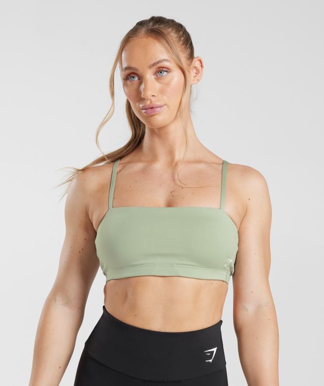 Gymshark soutien-gorge de sport bandeau vert olive clair femmes 6HF28210