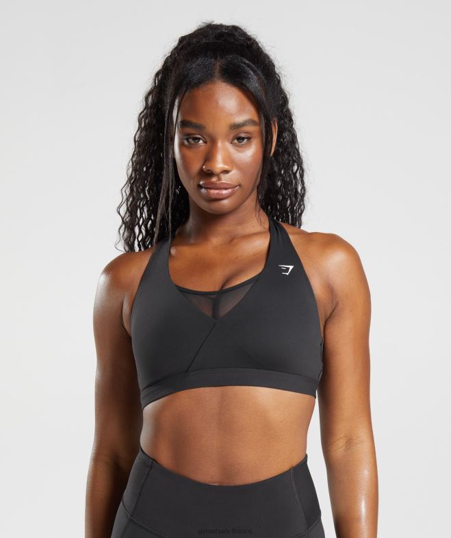 Gymshark soutien-gorge de sport croisé noir femmes 6HF28125