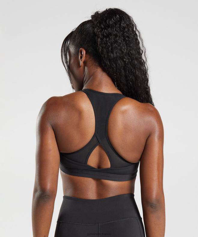 Gymshark soutien-gorge de sport croisé noir femmes 6HF28125