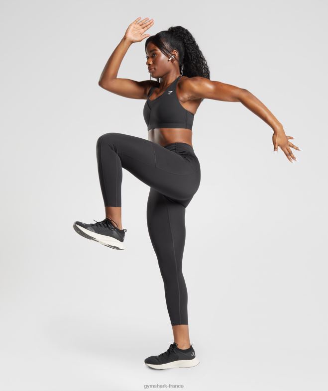 Gymshark soutien-gorge de sport croisé noir femmes 6HF28125