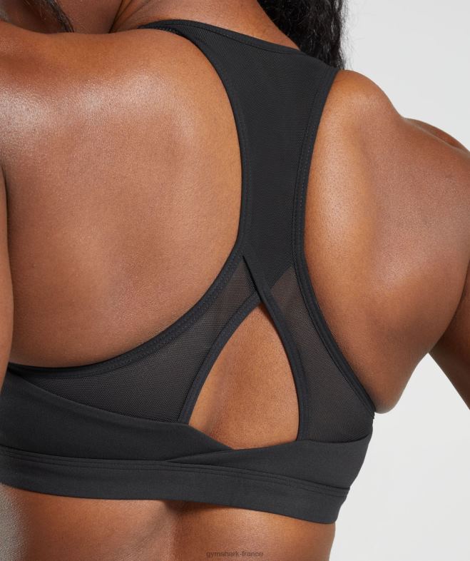 Gymshark soutien-gorge de sport croisé noir femmes 6HF28125