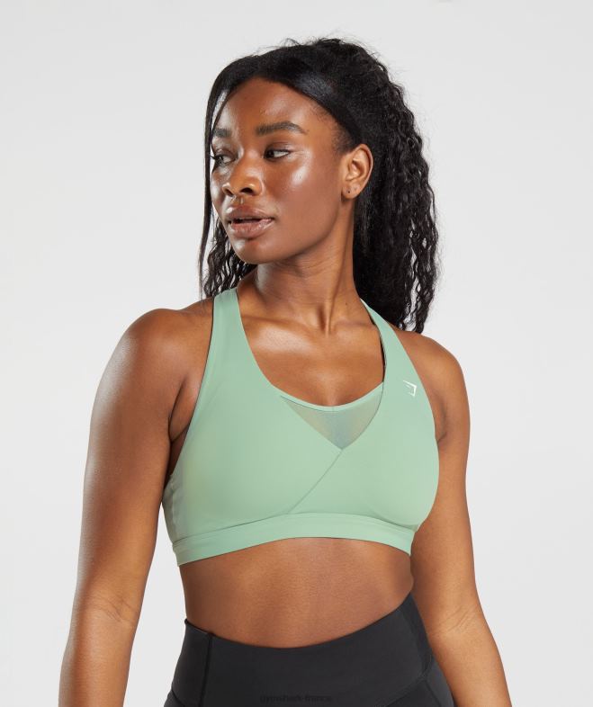 Gymshark soutien-gorge de sport croisé vert sauge du désert femmes 6HF28162