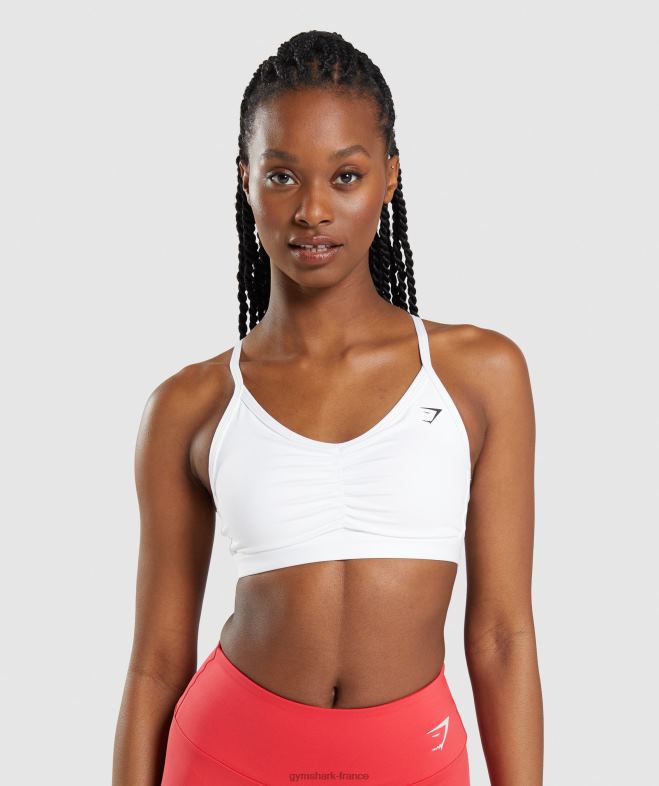 Gymshark soutien-gorge de sport froncé blanc femmes 6HF28208