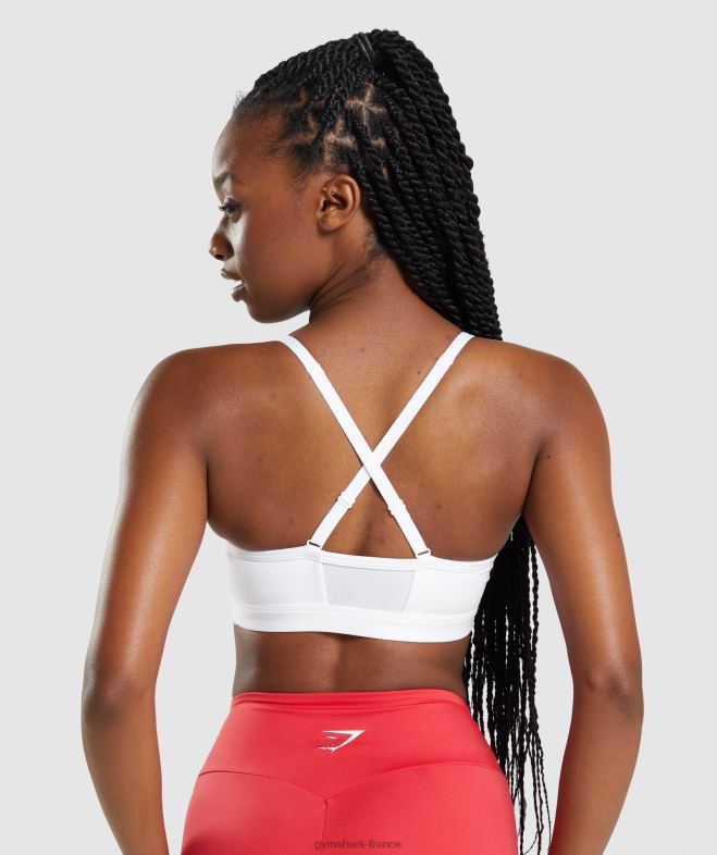 Gymshark soutien-gorge de sport froncé blanc femmes 6HF28208