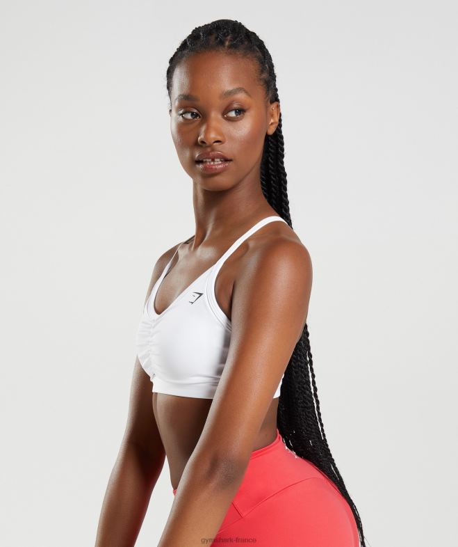 Gymshark soutien-gorge de sport froncé blanc femmes 6HF28208