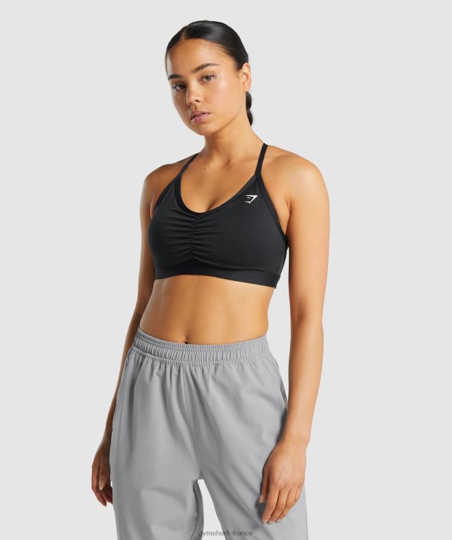 Gymshark soutien-gorge de sport froncé noir femmes 6HF28197