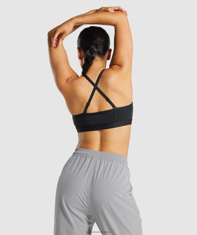 Gymshark soutien-gorge de sport froncé noir femmes 6HF28197