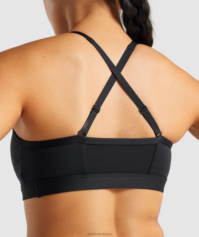 Gymshark soutien-gorge de sport froncé noir femmes 6HF28197