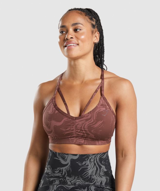 Gymshark soutien-gorge de sport gs power imprimé marron cerise femmes 6HF28221